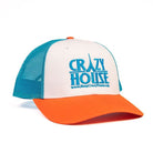 Orange and Teal Trucker Snapback with Crazy House Stitching - Crazy House Western Wear