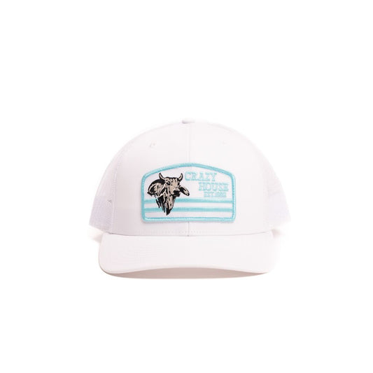 Crazy House Unisex White Mesh Cap with Blue Patch - Crazy House Western Wear