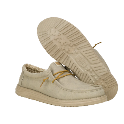 Men's Hey Dude Wally Waxed Canvas Light Grey 41873-007