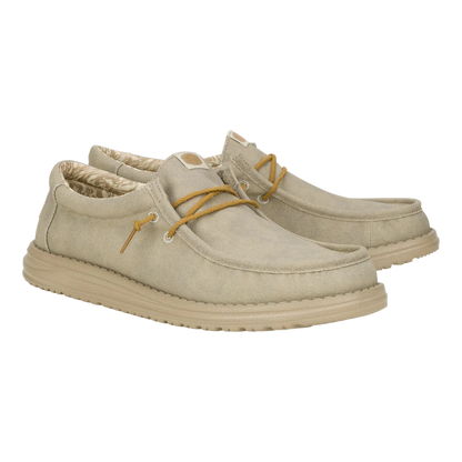 Men's Hey Dude Wally Waxed Canvas Light Grey 41873-007