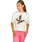 Poppy and Pine Women's Ivory Flying Mallard Crop Tee 