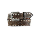 Men's 3D Brown Genuine Leather Belt with Stitching D100014602
