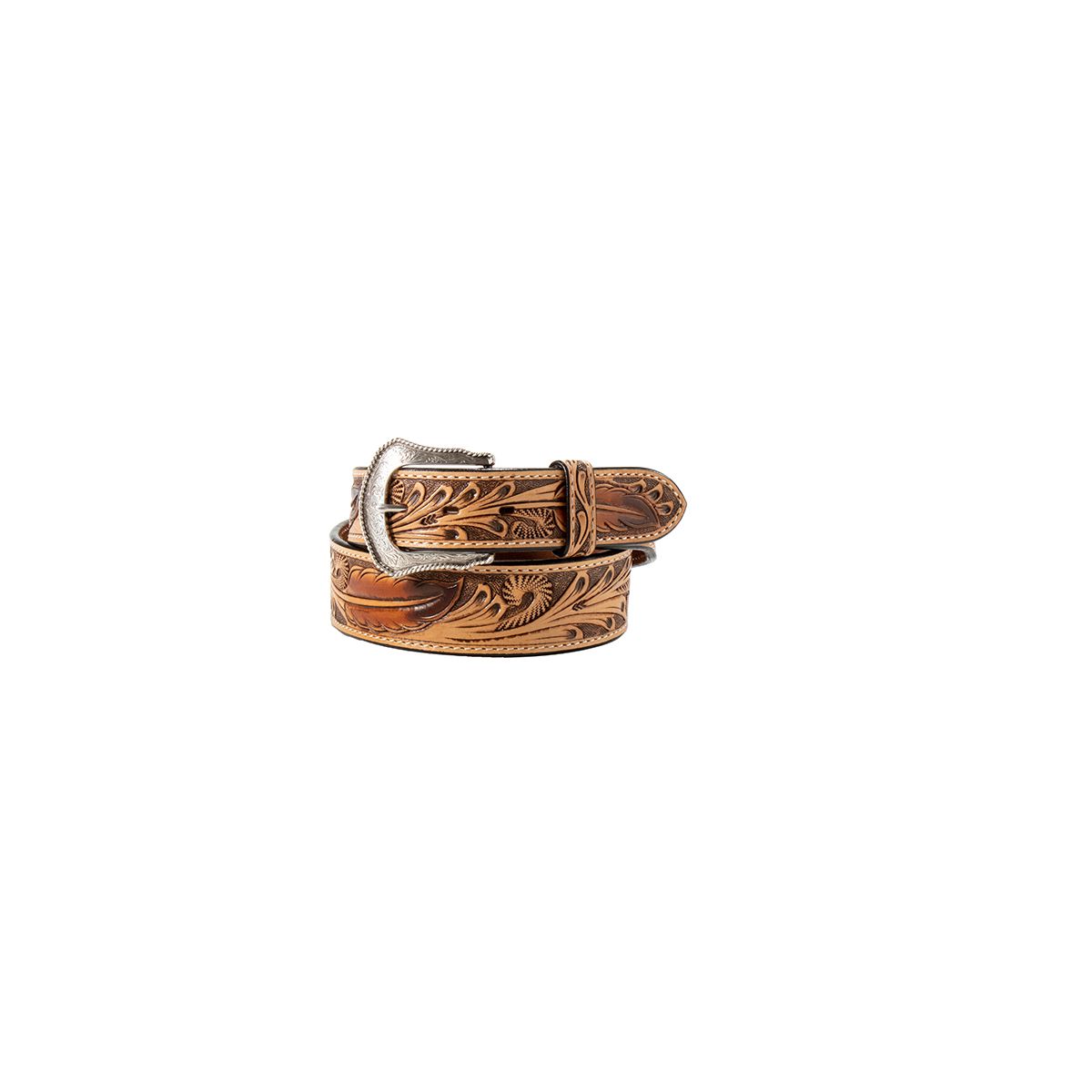 Men's 3D Tan Hand Tooled 100% Leather Belt D100018708