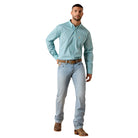 Men's Ariat Angel Blue Geo Print Wrinkle Free Andy Classic Fit Shirt 10071027