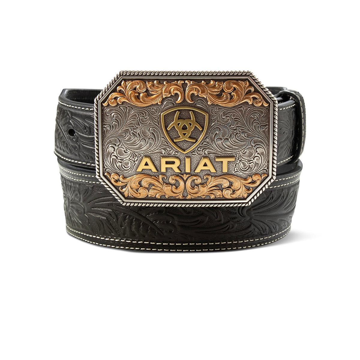 Men's Ariat Black Embossed Floral Design Belt A1042201