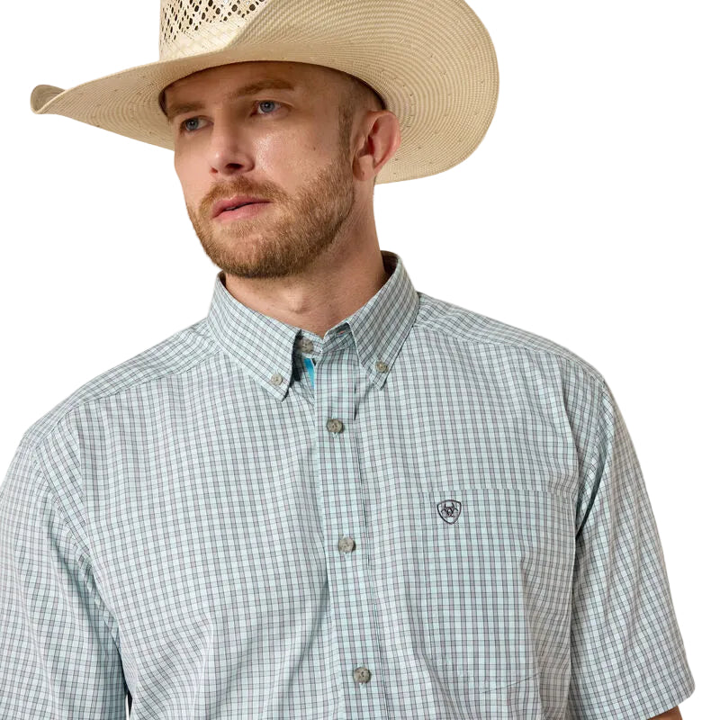 Men's Ariat Blue Elixir Plaid Pro Series Proctor Classic Fit Shirt 10071613
