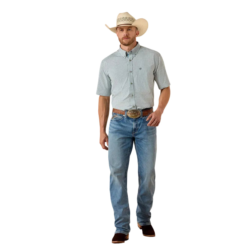 Men's Ariat Blue Elixir Plaid Pro Series Proctor Classic Fit Shirt 10071613