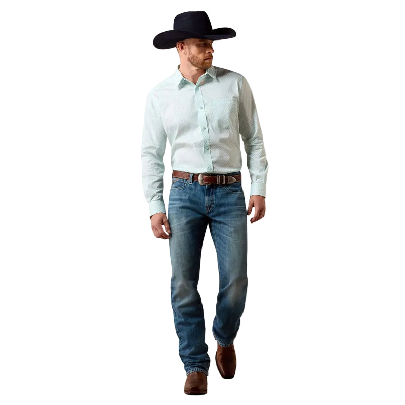 Men's Ariat Blue Glow Southwest Crosses Everything Classic Fit Shirt 10073897