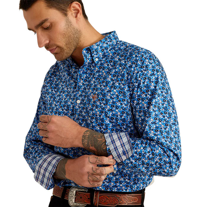 Men's Ariat Brighton Long Sleeve Shirt Blue 10054663 - Crazy House Western Wear