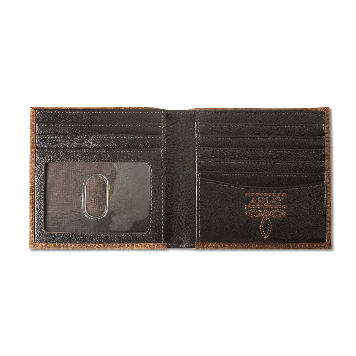 Men's Ariat Brown Bifold Style Textured Wallet A3564802 - Crazy House Western Wear