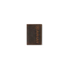 Men's Ariat Brown Bull Hide Leather Trifold Style Wallet A3554402 - Crazy House Western Wear