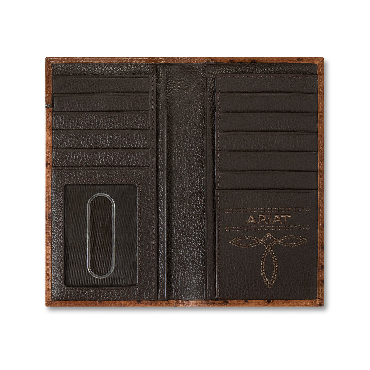 Men's Ariat Brown Rodeo Style Ostrich Wallet A3553102 - Crazy House Western Wear