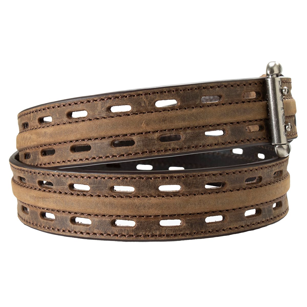 Men's Ariat Brown Work Belt 100% Genuine Leather with Double Hole Adjustment A1700702