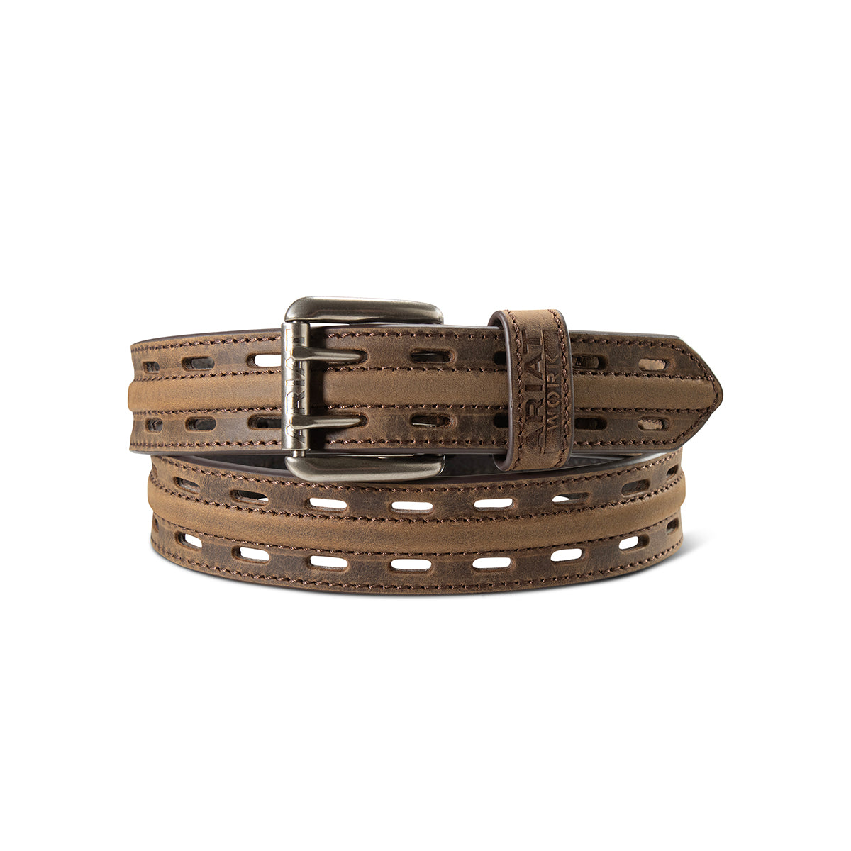 Men's Ariat Brown Work Belt 100% Genuine Leather with Double Hole Adjustment A1700702