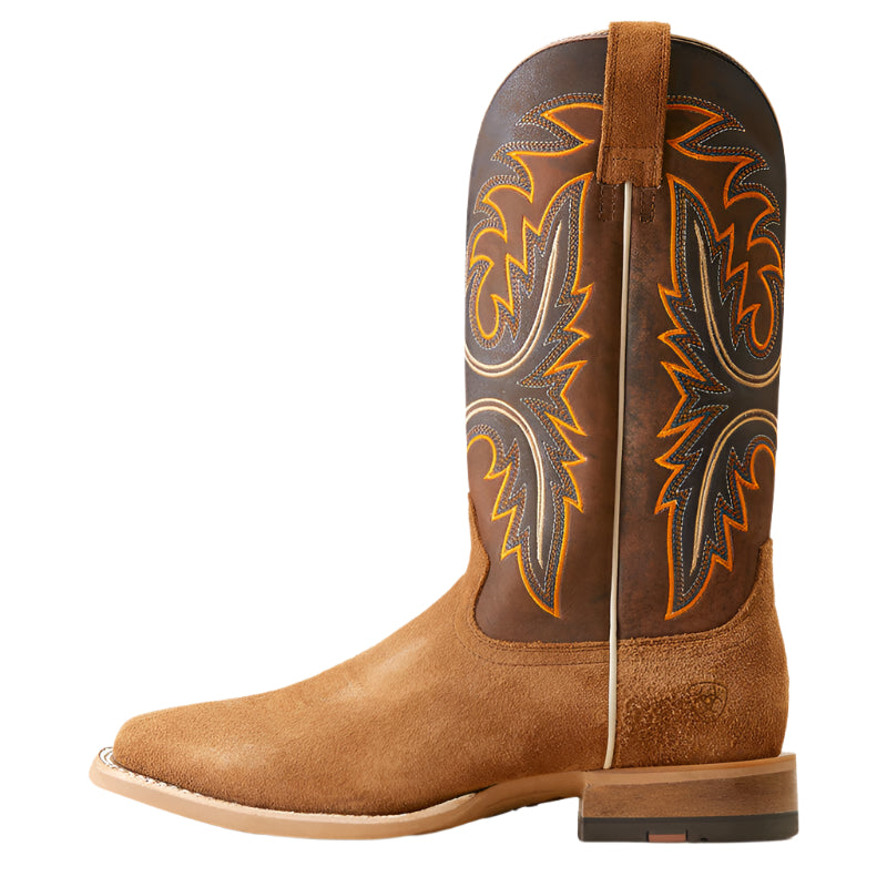 Men's Ariat Brushrider SunTan Roughout Wide Square Toe Boots