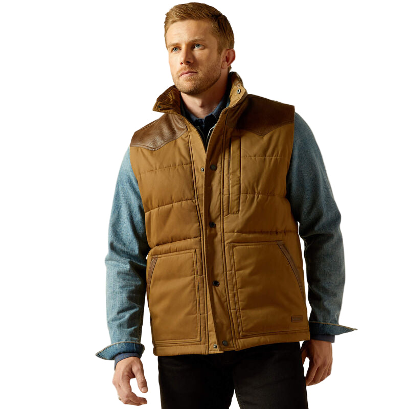 Men's Ariat Cub Khaki Western Quilted Vest 10062439