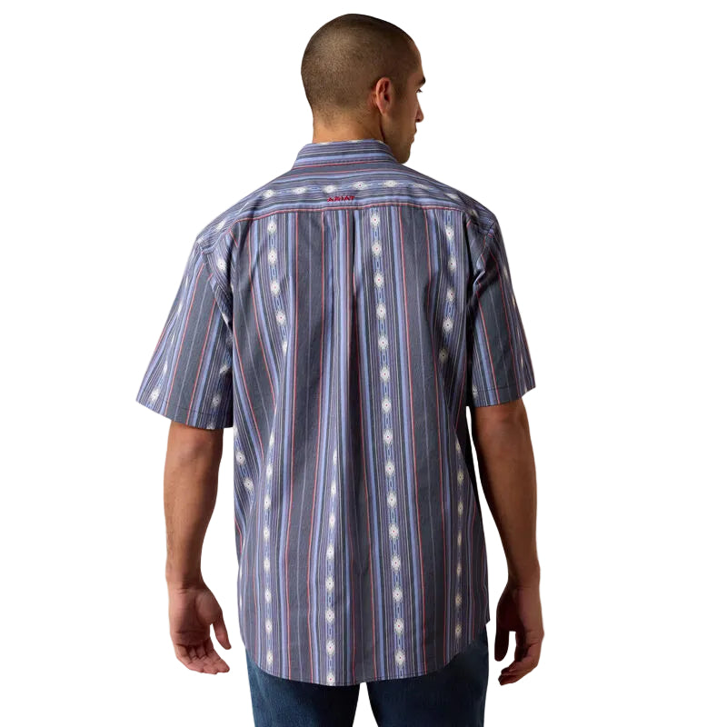 Men's Ariat Evening Blue Southwest Stripe Berke Classic Fit Shirt 10073525