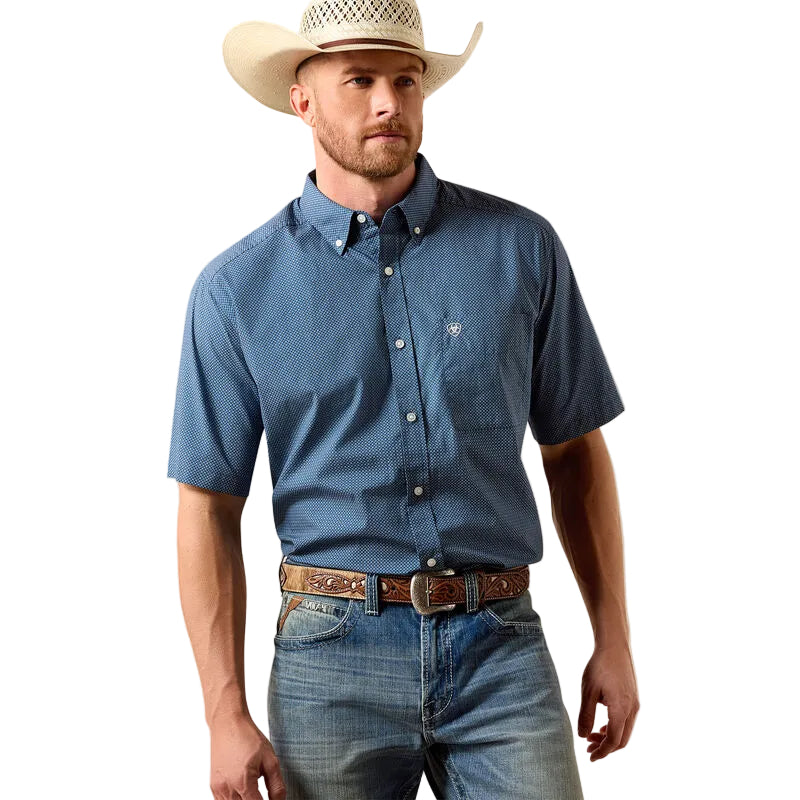 Men's Ariat Key Largo Mini Geo Print Storm Classic Fit Shirt 10073596
