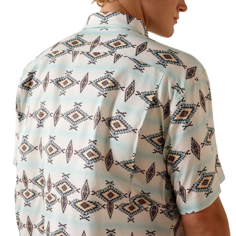 Men's Ariat Off White Printed VetnTEK Classic Fit Shirt 10071056