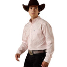 Men's Ariat Pink Geo Print Wrinkle Free Wally Fitted Shirt 10073690