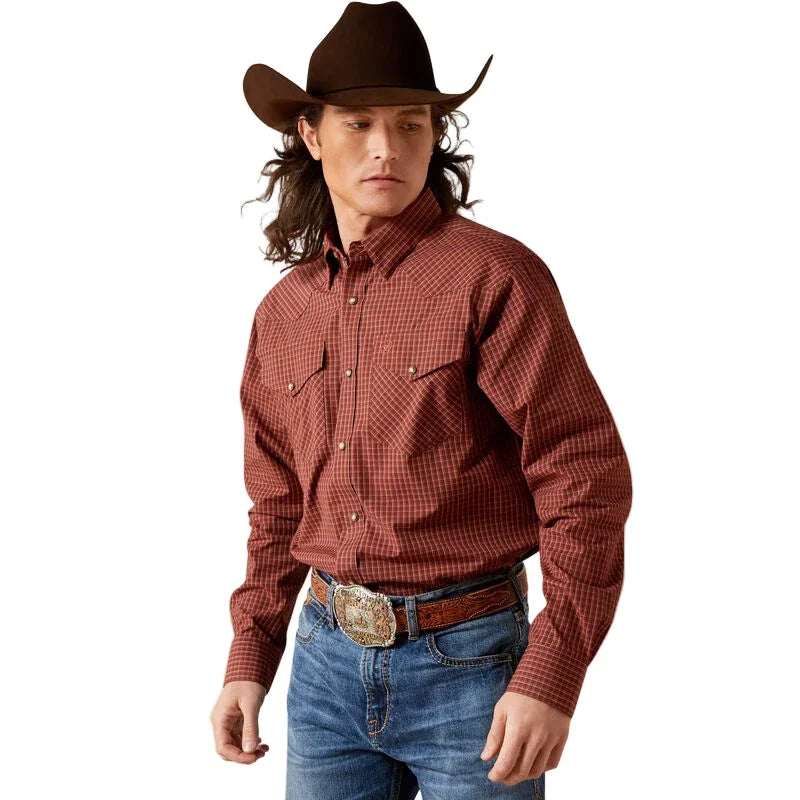 Ariat Men's Red Plaid Pro Series Fabian Shirt, M