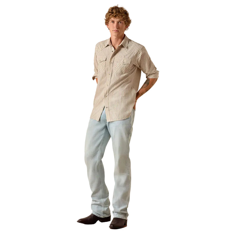 Men's Ariat Sandshell Stripe Retro Hesper Fitted Snap Shirt 10071090