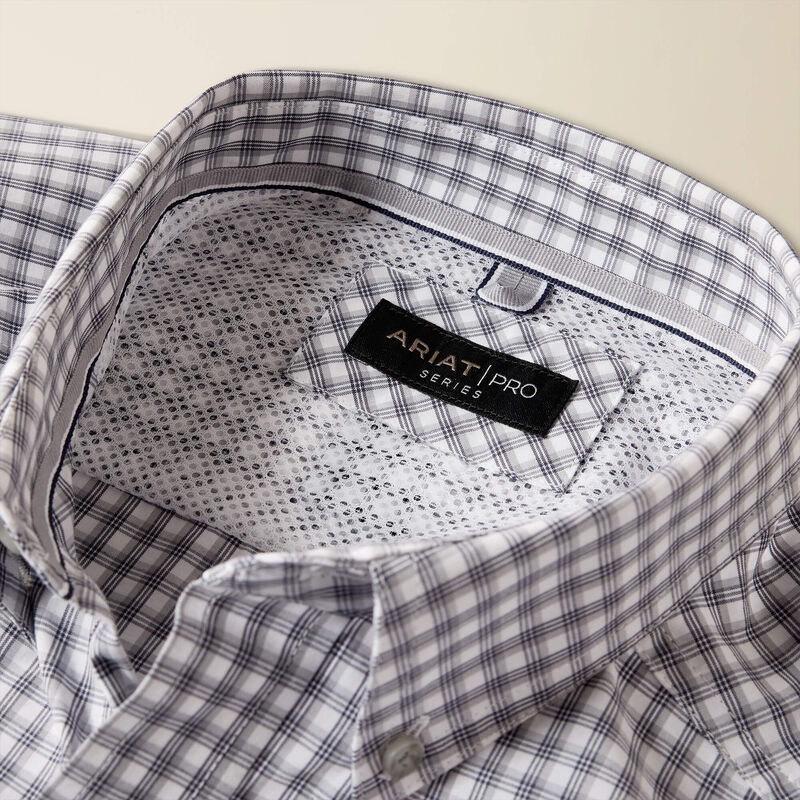 Men's Ariat Sleet Gray Plaid Pro Series Blaire Classic Fit Shirt 10073564