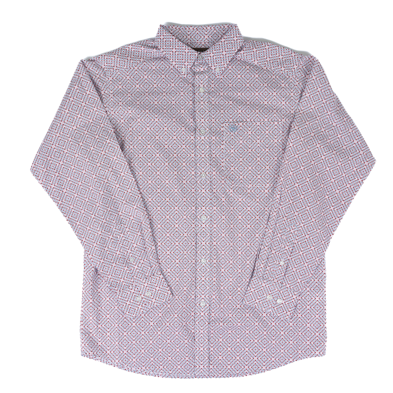 Men's Ariat White Geo Print Tiernan Classic Fit Shirt 10071609