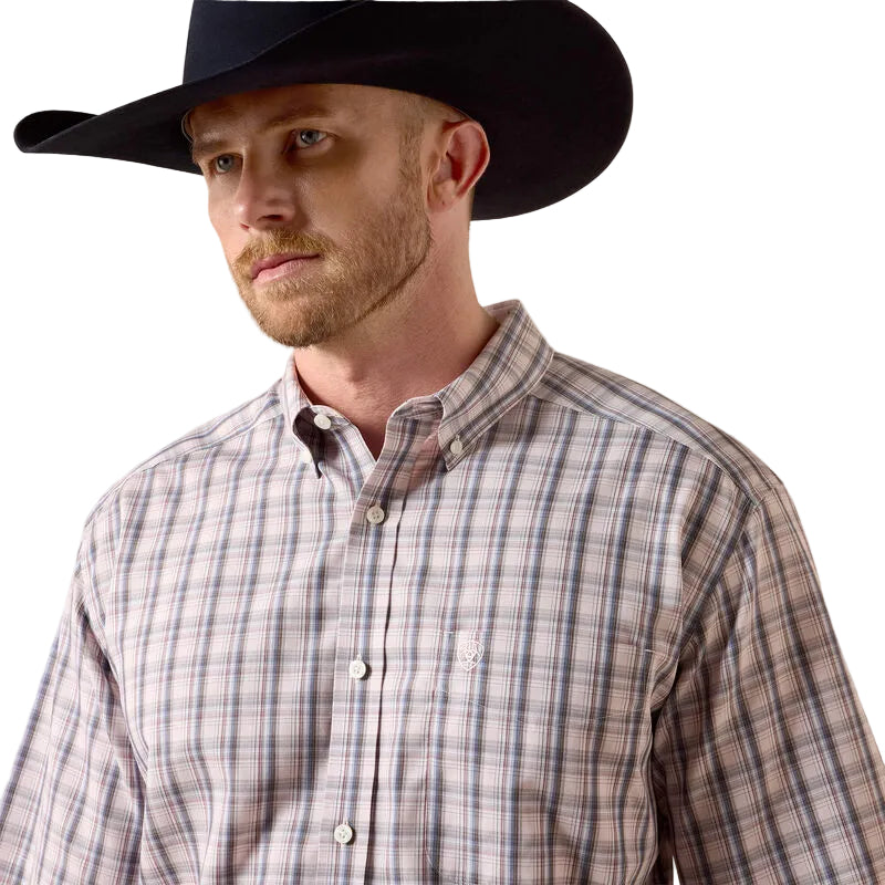 Men's Ariat White Multi Wrinkle Free Wolcott Classic Fit Shirt 10073696