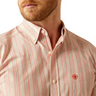 Men's Ariat Winter Pro Series Khaki Striped Print Classic Fit Shirt 10058752 - Crazy House Western Wear