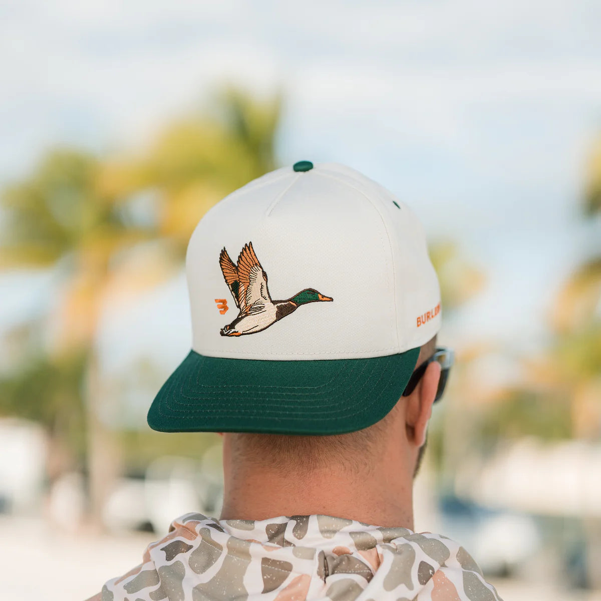 Men's Burlebo Cream and Green Flying Duck Cap C-FLYDK-G
