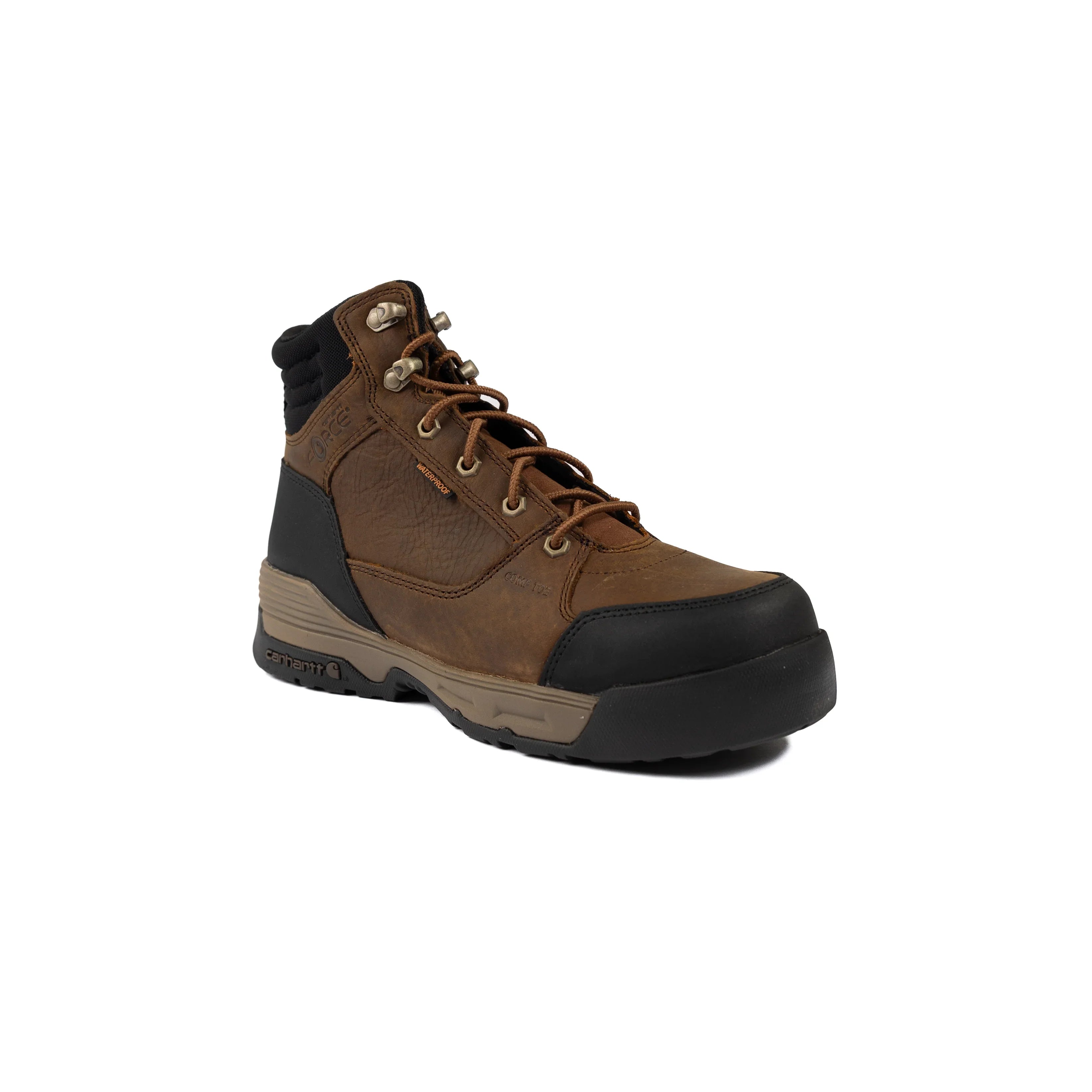 Men's Carhartt Force HD Waterproof Brown Composite Toe Work Boots