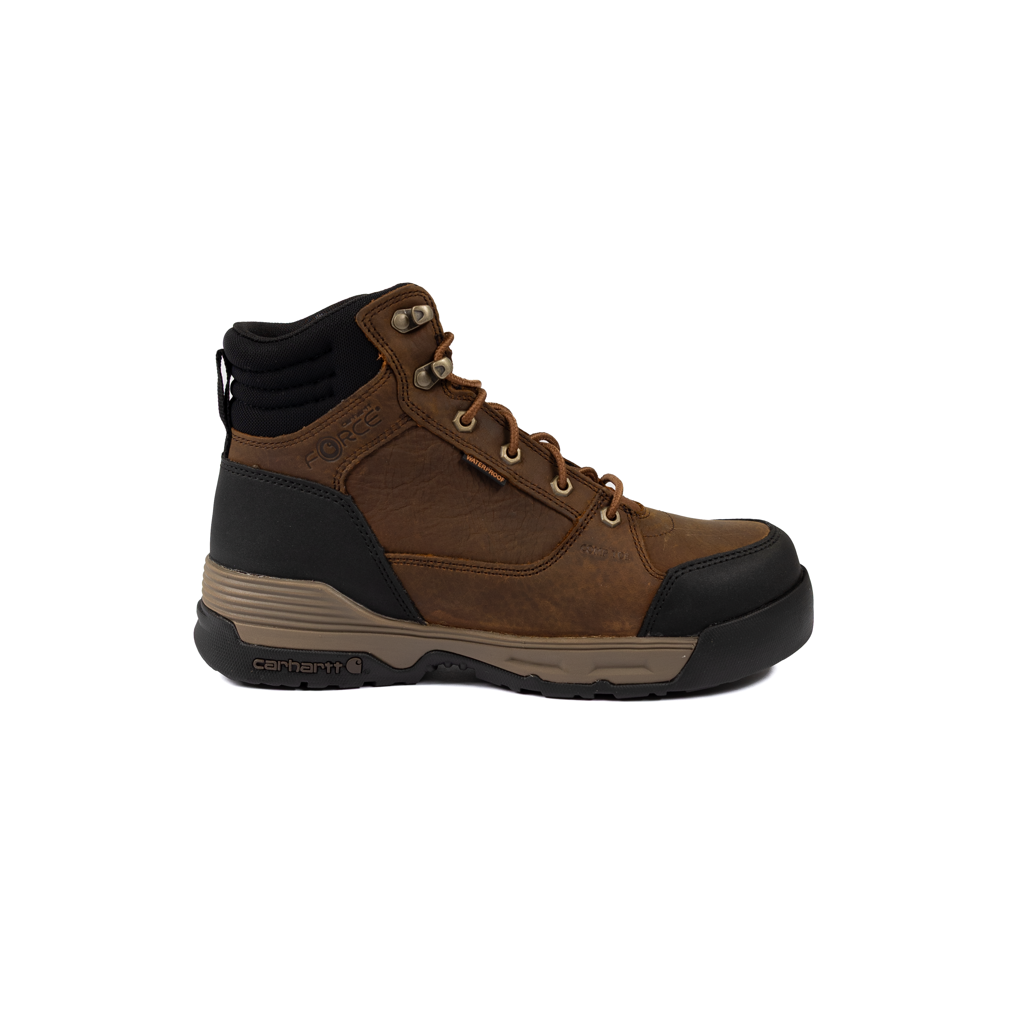 Men's Carhartt Force HD Waterproof Brown Composite Toe Work Boots