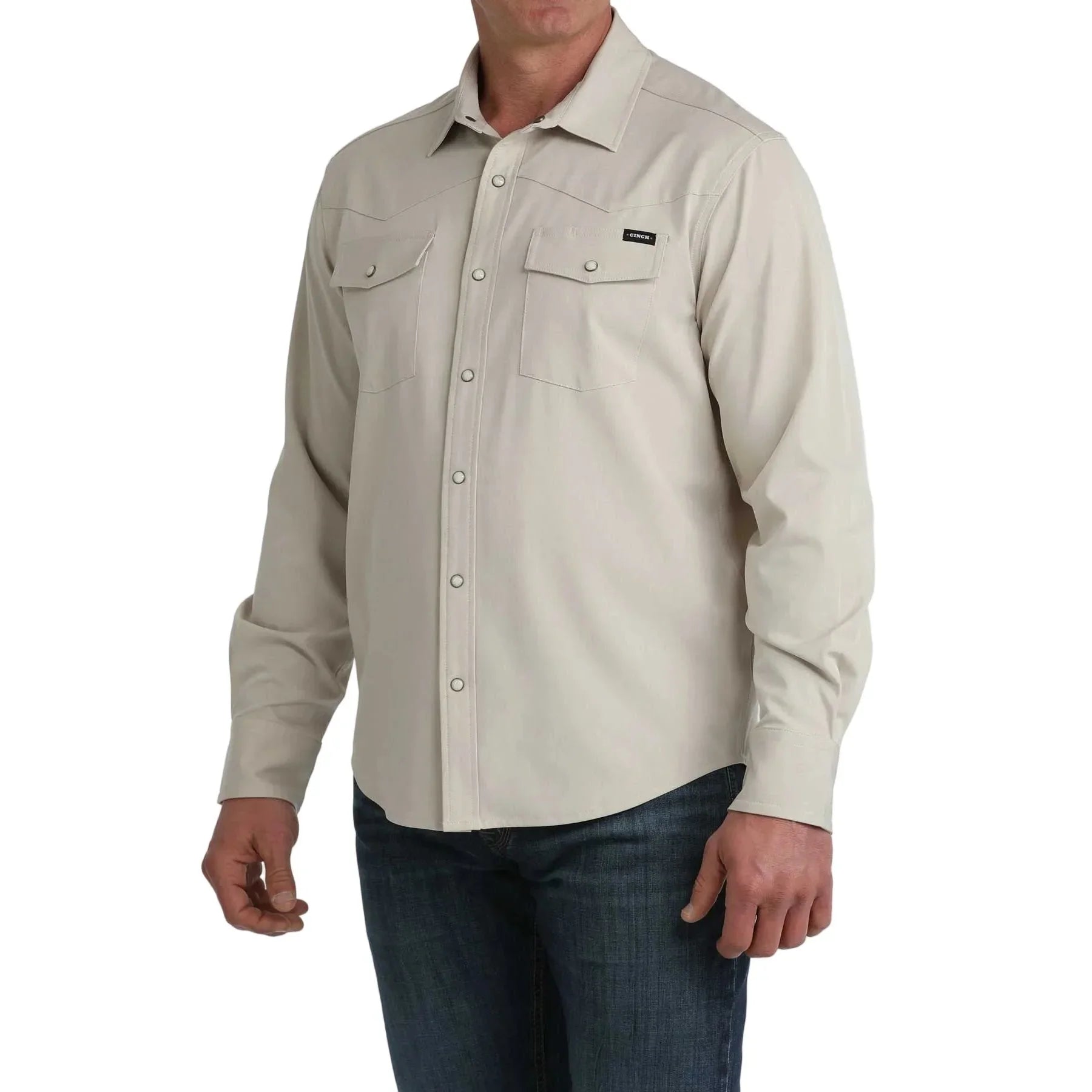 Men's Cinch Arenaflex Long Sleeve Western Tan Camp Shirt