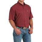 Men's Cinch Arenaflex Red and Black Geo Print Western Shirt MTW1704155 - Crazy House Western Wear