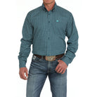 Men's Cinch Blue Geometric Blue Print Button Up Shirt MTW1105898