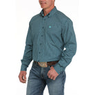 Men's Cinch Blue Geometric Blue Print Button Up Shirt MTW1105898