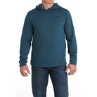 Men's Cinch Blue Ribbed Hoodie MTK1671002