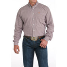 Men's Cinch Brown Geometric Print Long Sleeve Shirt MTW1105977