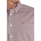 Men's Cinch Brown Geometric Print Long Sleeve Shirt MTW1105977