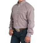 Men's Cinch Brown Geometric Print Long Sleeve Shirt MTW1105977