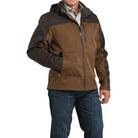 Men's Cinch Brown Hooded Patch Jacket