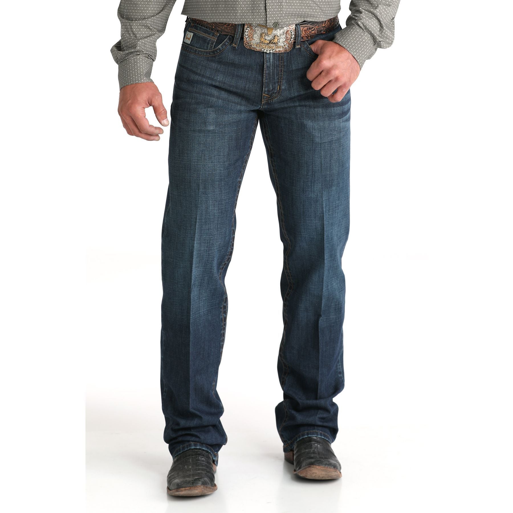 Men's Cinch Grant Relaxed Mid Rise Dark Stonewash Bootcut Jeans
