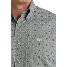 Men's Cinch Gray Geometric Print Button-Down Shirt MTW1106005