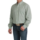 Men's Cinch Green Printed Arenaflex Button Down Shirt MTW1862041