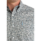 Men's Cinch Grey Floral Print Modern Fit Shirt MTW1347144