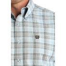 Men's Cinch Light Blue Plaid Long Sleeve Shirt MTW1106000