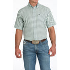 Men's Cinch Light Blue Short Sleeve Arenflex Button-Down Western Shirt MTW1704159-LTB - Crazy House Western Wear