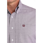 Men's Cinch Light Purple Plaid Print Western Shirt MTW1105976