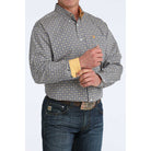Men's Cinch Long Sleeve Blue and Yellow Geo Print Button Up Shirt MTW1106073